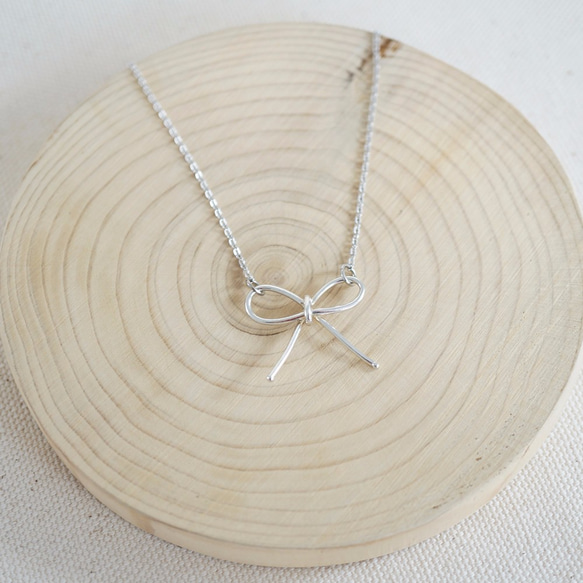 [Cami Handicraft] Bow-Knot Sterling Silver Necklace 2枚目の画像