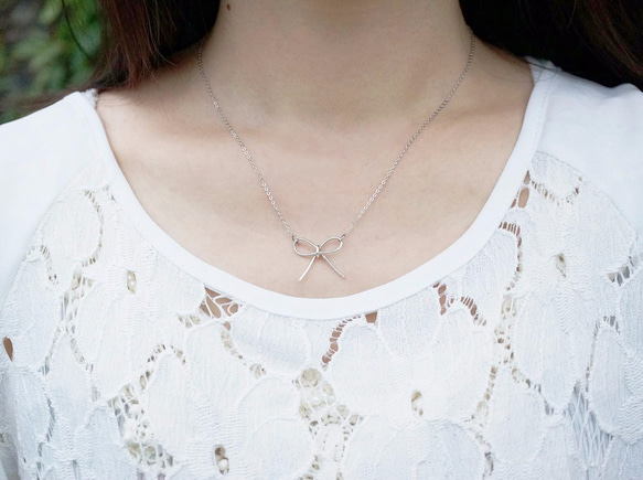 [Cami Handicraft] Bow-Knot Sterling Silver Necklace 3枚目の画像