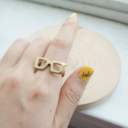 【 Cami Handicraft 】四角眼鏡真鍮指輪 2枚目の画像