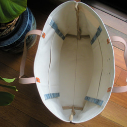 【送料無料】倉敷帆布とメッシュのトートバック：栃木レザー持ち手 6枚目の画像