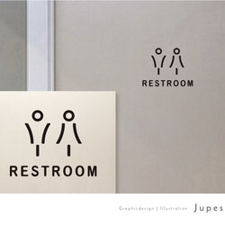 ［RESTROOM］トイレサインステッカー 黒or白 1枚目の画像