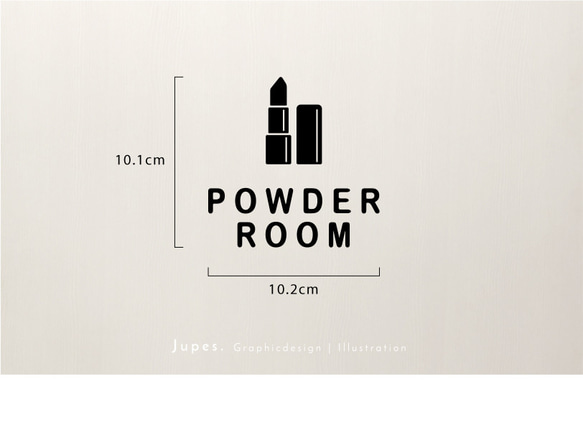 パウダールーム(POWDER ROOM)サインステッカー(黒or白) 2枚目の画像