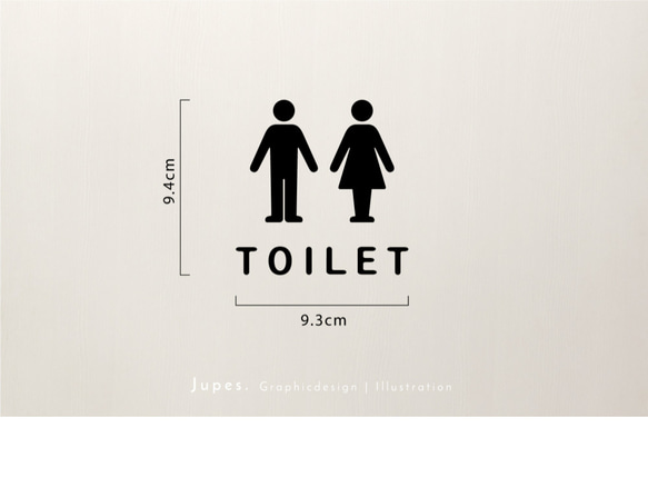 男女トイレ用（TOILET）サインステッカー 黒or白 2枚目の画像