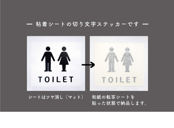 男女トイレ用（TOILET）サインステッカー 黒or白 4枚目の画像