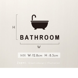 バスルーム（BATHROOM）サインステッカー  黒or白 2枚目の画像