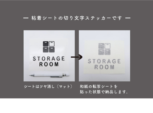 納戸用(STORAGE ROOM) サインステッカー 黒or白 4枚目の画像