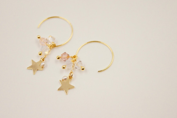 Etoile～星星x施華洛世奇水晶珠耳環Star Pendant x Swarovski Beads Ear Rings 第2張的照片