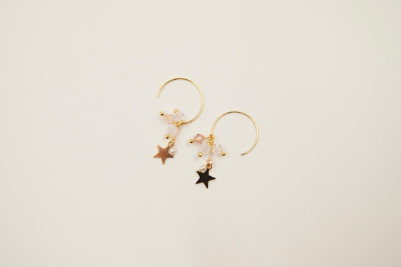 Etoile～星星x施華洛世奇水晶珠耳環Star Pendant x Swarovski Beads Ear Rings 第3張的照片