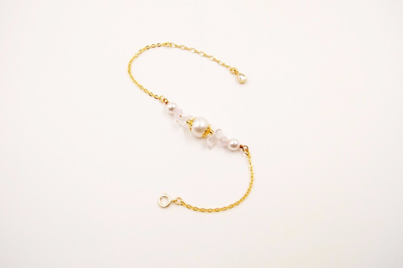 Blossom～18KGF珍珠x碎水晶手鏈 Peral x Crystal Bracelet 第3張的照片