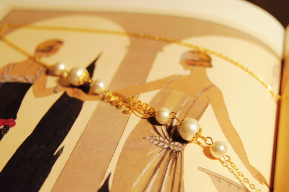 Golden Age～棉花珍珠毛衣鏈 Cotton Pearl Necklace 第2張的照片