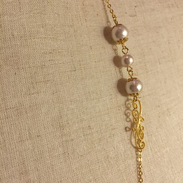 Golden Age～棉花珍珠毛衣鏈 Cotton Pearl Necklace 第4張的照片