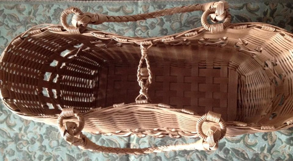 透かし格子のシンプルかごバッグ（大） 4枚目の画像