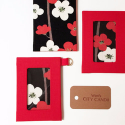 熱銷！『畫框票卡夾』票卡夾 / 證件夾 - 紅色梅花款 （布料購自東京，現貨數量有限！） 第3張的照片