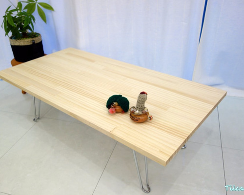 天然木の折りたたみテーブル【W90xD50】 ローテーブル・リビング