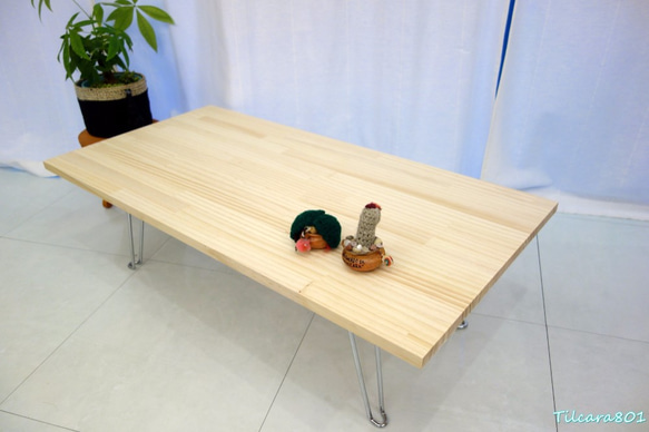 天然木の折りたたみテーブル【W90xD50】 1枚目の画像