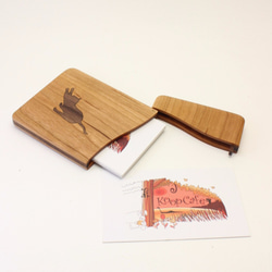木製名片夾貓斯利姆（櫻桃×核桃） 第2張的照片