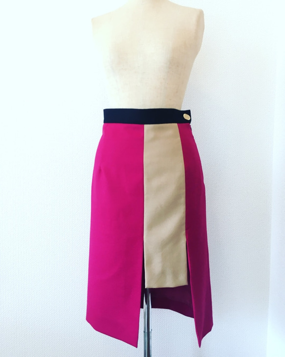 カラーブロッキングナロースカート 2枚目の画像