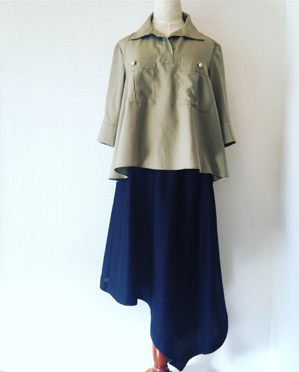 Aラインシルクブラウス