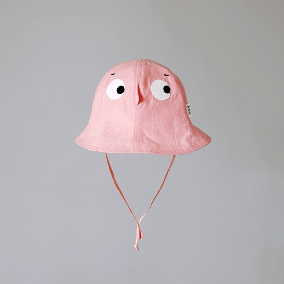 【躲帽帽-粉紅】輕薄水洗棉兒童遮陽帽 第4張的照片