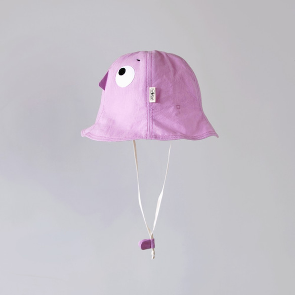 【躲帽帽-淺紫】輕薄水洗棉兒童遮陽帽 第4張的照片