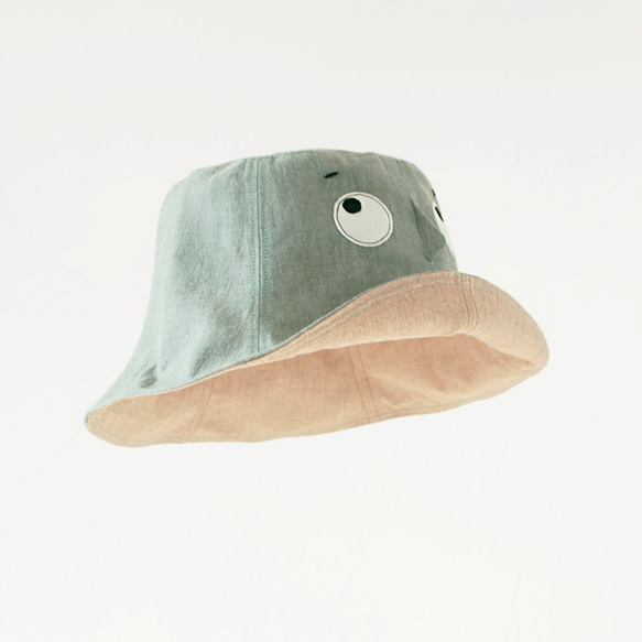 【躲帽帽-灰綠】輕薄色織棉 成人漁夫帽 第3張的照片