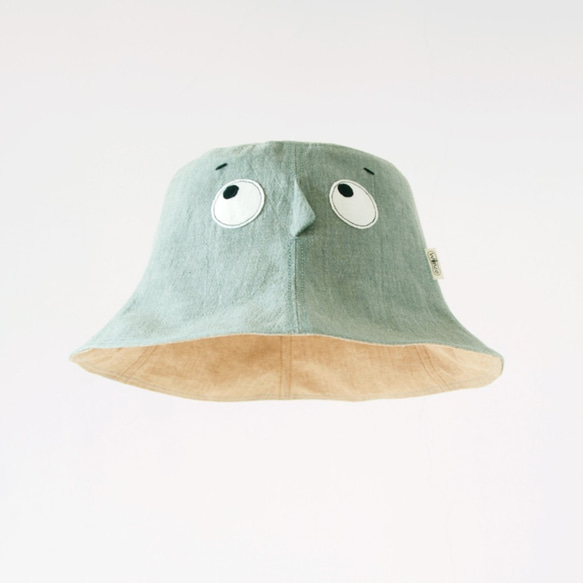 【躲帽帽-灰綠】輕薄色織棉 成人漁夫帽 第4張的照片