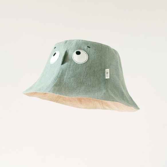 【躲帽帽-灰綠】輕薄色織棉 成人漁夫帽 第5張的照片