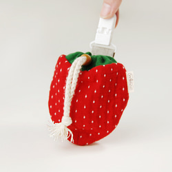 草莓造型 奶嘴收納束口袋 / 奶嘴夾 第2張的照片