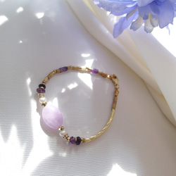 【經典寶石系列】紫水晶黃銅設計手鍊 第4張的照片