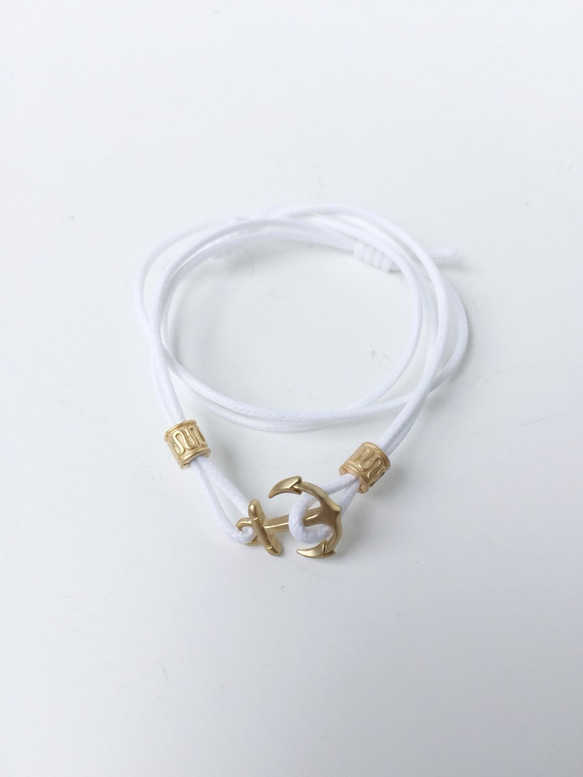イカリ　アンカー ブレスレット（白）　kwbr0033　マットゴールド メンズ レディース ユニセックス　送料無料 1枚目の画像