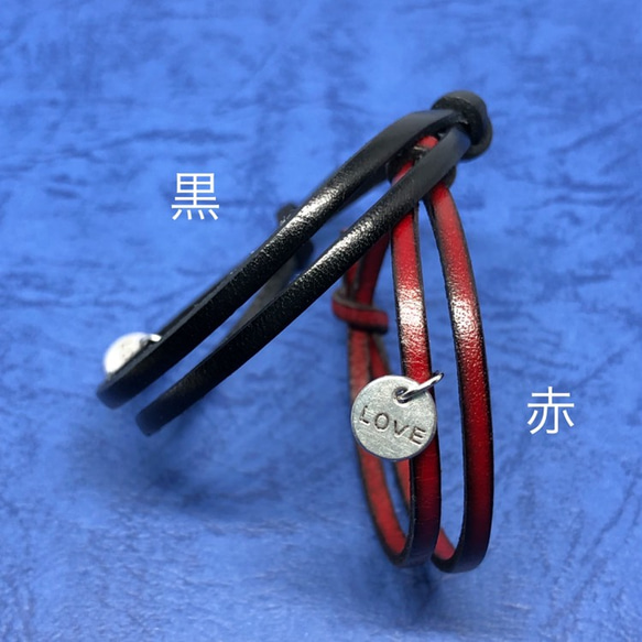 kw【ペア】 イタリアンレザーブレスレット（黒、焦茶、赤、チョコ）　メンズ レディース 送料無料 3枚目の画像
