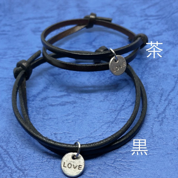 kw【ペア】 イタリアンレザーブレスレット（黒、焦茶、赤、チョコ）　メンズ レディース 送料無料 4枚目の画像
