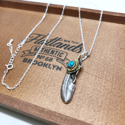 Creema限定【新作】シルバー925 フェザー ターコイズ ネックレス