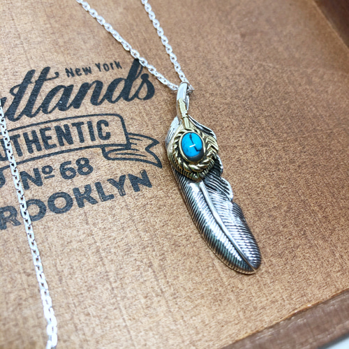Creema限定【新作】シルバー925 フェザー ターコイズ ネックレス