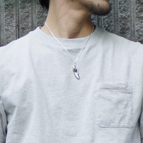 Creema限定【新作】シルバー925 フェザー ターコイズ ネックレス