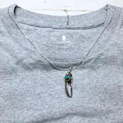 Creema限定【新作】シルバー925 フェザー ターコイズ ネックレス