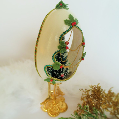 エッグアート＊ホワイトクリスマス＊クリスマスツリー＊クリスマス