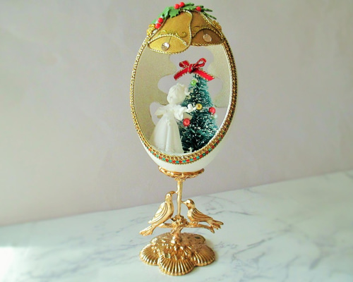 エッグアート＊ホワイトクリスマス＊天使＊雪＊クリスマス『クリスマス