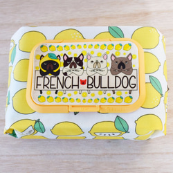 【再3販】おしりふきケース(レモン柄)  "フレンチブルドッグ、フレブル、BUHI、frenchbulldog" 1枚目の画像