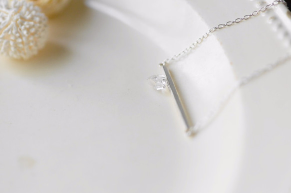 ハーキマーダイヤモンドのスティックネックレス・シルバー 7枚目の画像