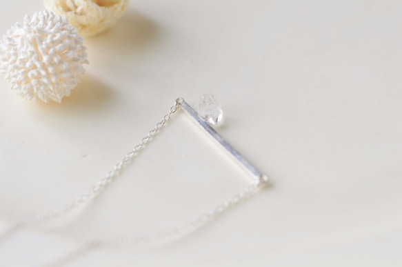 ハーキマーダイヤモンドのスティックネックレス・シルバー 8枚目の画像