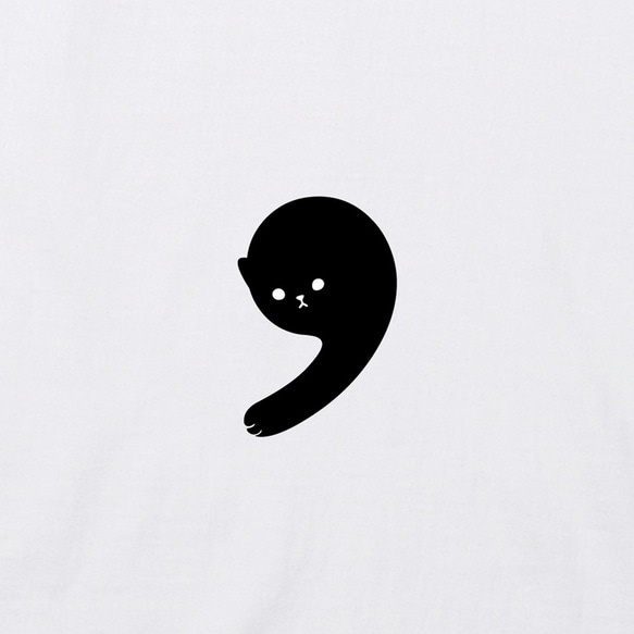 貓  字裡貓間  純棉 中性款 短袖 上衣 T恤  -  逗號 第3張的照片