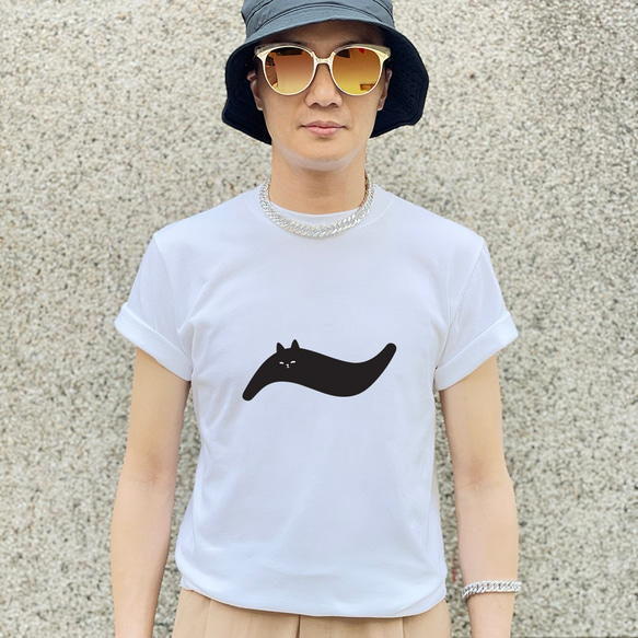 貓  字裡貓間  純棉 中性款 短袖 上衣 T恤  -  波浪號 第1張的照片