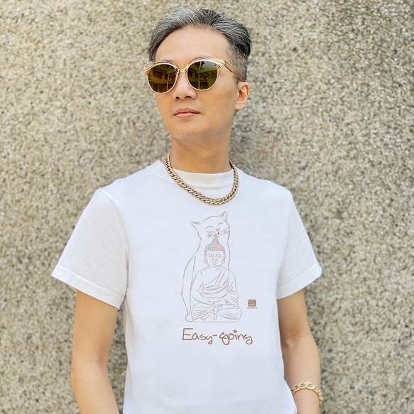 仏陀は綿のユニセックス半袖トップTシャツ-簡単に行くと言いました 1枚目の画像