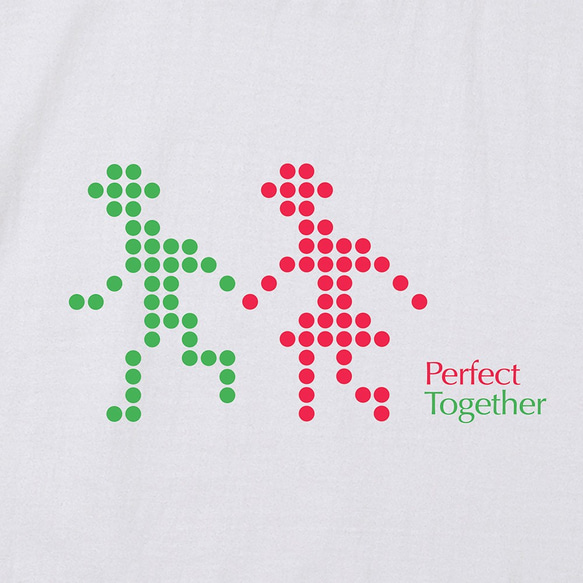 愛情 Perfect Together  純棉 中性款 短袖 上衣 T恤  -  小綠人與小紅人 第2張的照片