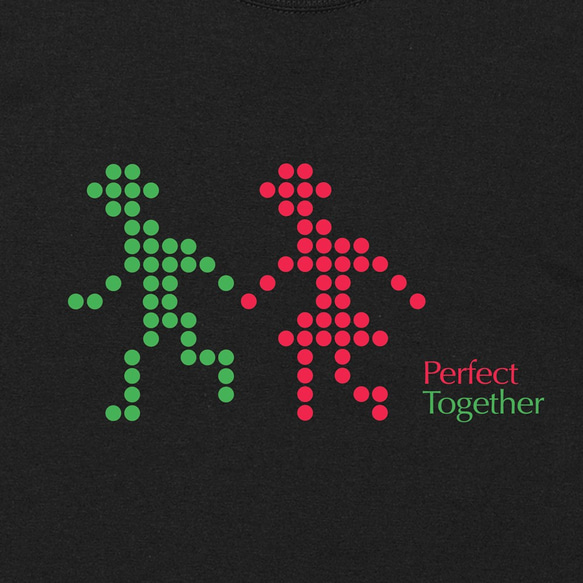 愛情 Perfect Together  純棉 中性款 短袖 上衣 T恤  -  小綠人與小紅人 第4張的照片