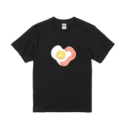 ラブパーフェクトトゥギャザーピュアコットンユニセックス半袖トップTシャツ-サンエッグとベーコン 3枚目の画像