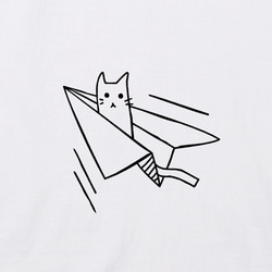 貓  紙片貓  純棉 中性款 短袖 上衣 T恤  -  飛機 第2張的照片