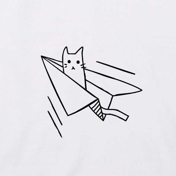 貓  紙片貓  純棉 中性款 短袖 上衣 T恤  -  飛機 第2張的照片