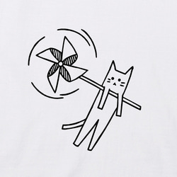貓  紙片貓  純棉 中性款 短袖 上衣 T恤  -  風車 第4張的照片